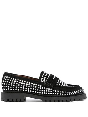 Claudie Pierlot rhinestone-embellished suede loafers - Black