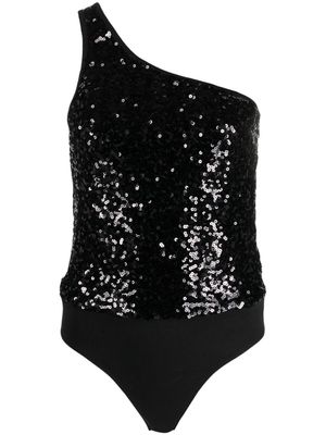 Claudie Pierlot sequin-embellished one-shoulder bodysuit - Black