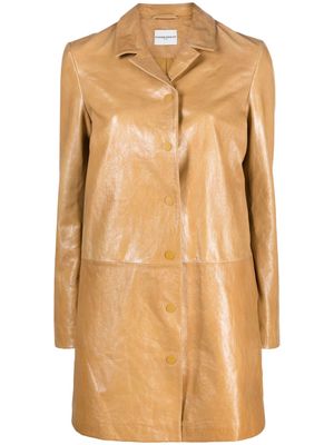Claudie Pierlot single-breasted leather coat - Yellow