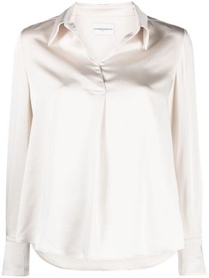 Claudie Pierlot spread-collar satin blouse - Neutrals
