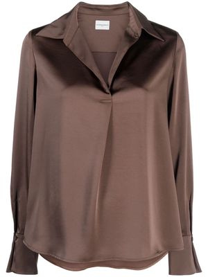 Claudie Pierlot V-neck satin blouse - Brown