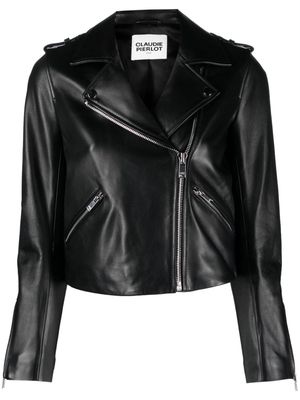 Claudie Pierlot zip-up leather biker jacket - Black