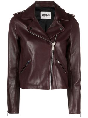 Claudie Pierlot zip-up leather biker jacket - Red