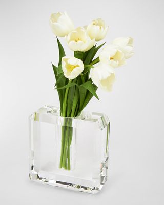 Clear Beveled Crystal Centerpiece Vase - Wide