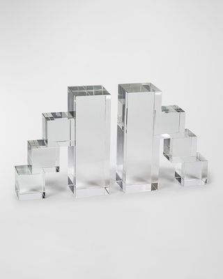 Clear Crystal Block Steps Bookend Pair