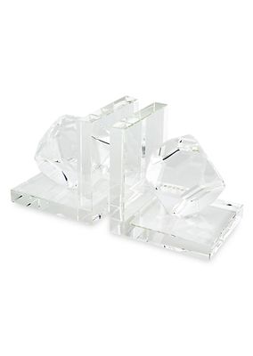 Clear Crystal Bookend Pair