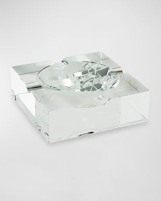 Clear Crystal Square Cigar Ashtray Large