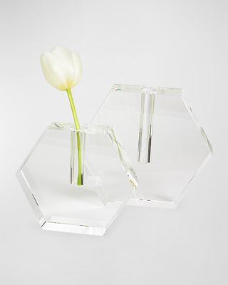 Clear Crystal Vase Flat Hexagon - Large