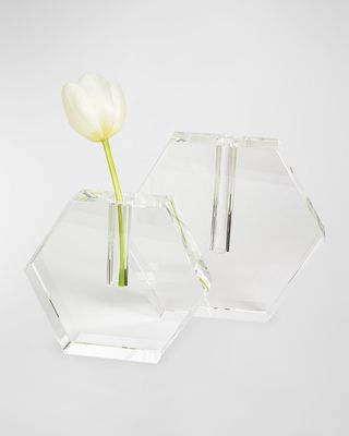 Clear Crystal Vase Flat Hexagon - Small