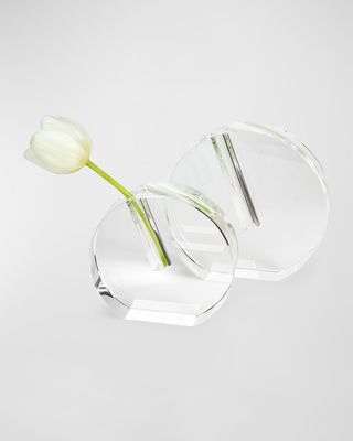 Clear Crystal Vase Flat Round - Large