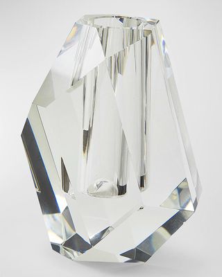 Clear Crystal Vase Multi Faceted Rock - Small