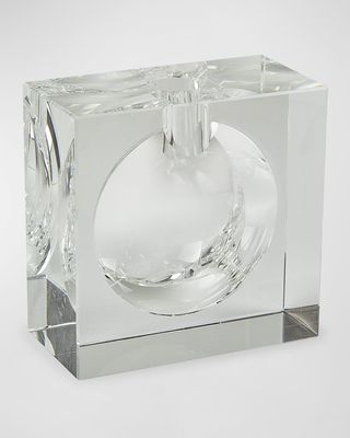 Clear Crystal Vase Square W/Bubble -Large