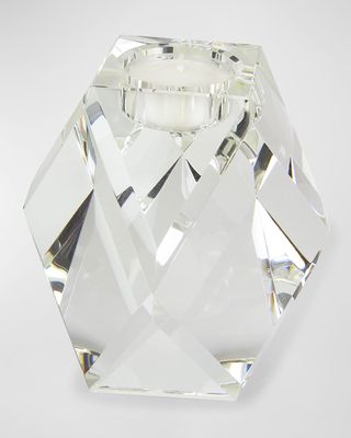 Clear Crystal Votive Candle Holder Diamond Cut Medium