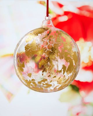 Clear Gold Leaf Christmas Ornament
