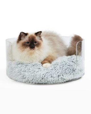 Clear Round Pet Bed with Donut Cushion