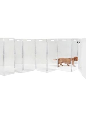 Clear Wall Mounted Zig-Zag 8-Panel Pet Gate - Silver - Silver