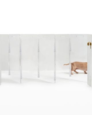 Clear Wall-Mounted Zig-Zag Pet Gate, 6-Panel