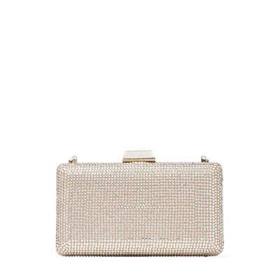 Clemmie Honey Gold Suede Clutch Bag with Crystals