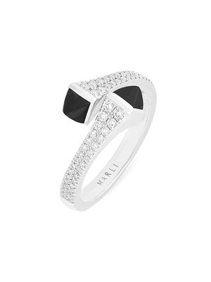 Cleo By MARLI 18K White Gold, 0.35 TCW Diamond & Black Onyx Ring - White Gold - Size 6.5 - White Gold - Size 6.5