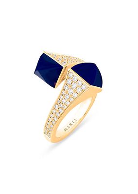 Cleo by MARLI 18K Yellow Gold, Diamond, & Lapis Lazuli Ring