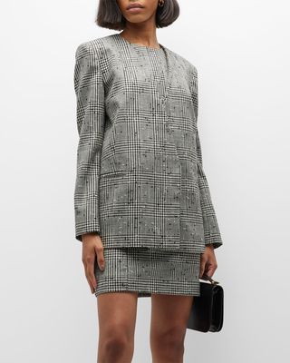 Cleo Plaid Open-Front Jacket