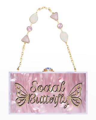 Cleo Social Butterfly Clutch Bag w/ Chain Strap