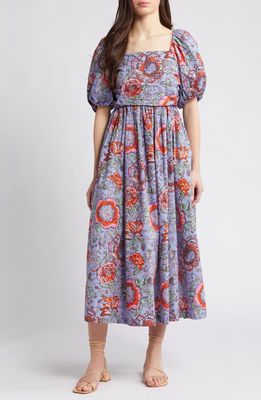 Cleobella Darlene Floral Organic Cotton Poplin Midi Dress in Manika Print