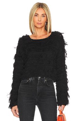 Cleobella Fringe Sweater in Black