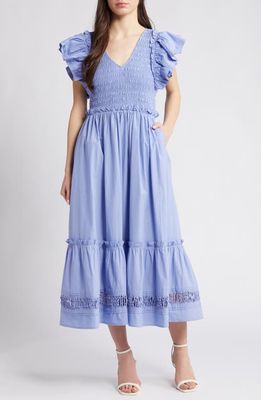 Cleobella Gladys Smocked Organic Cotton Maxi Dress in Periwinkle