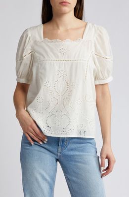 Cleobella Maribel Eyelet Cotton Top in Ivory