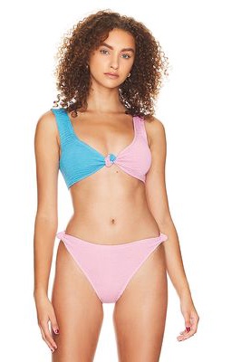 Cleonie Cabana Bikini Top in Blue,Pink.