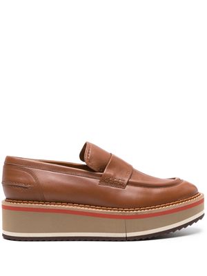 Clergerie Bahati wedge leather loafers - Brown