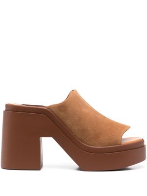 Clergerie chunky 100mm open-toe mules - Brown