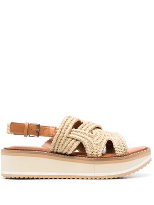 Clergerie criss-cross raffia straps buckled sandals - Neutrals