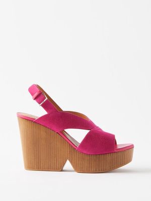 Clergerie - Dava Suede Platform Sandals - Womens - Fuschia
