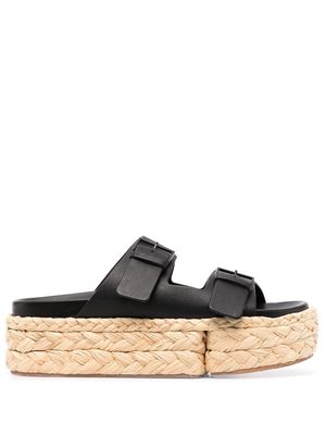 Clergerie double buckle wedge sandals - Black