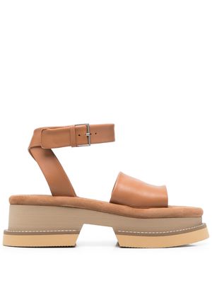 Clergerie leather strap platform sandals - Brown