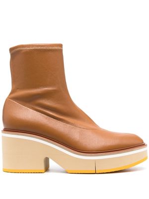 Clergerie sock-style leather boots - Brown