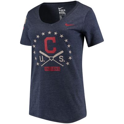 Cleveland Indians Nike Women's Armed Forces Tri-Blend V-Neck T-Shirt - Navy