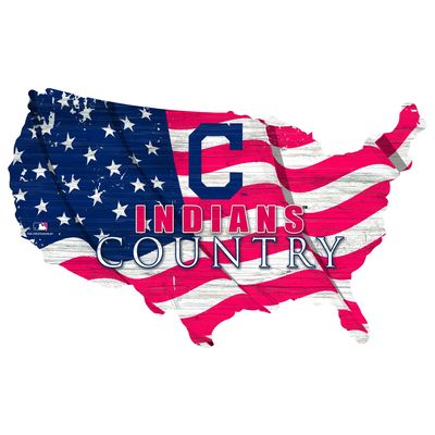 Cleveland Indians USA Flag Cutout Sign