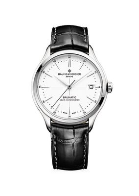 Clifton Baumatic Stainless Steel & Alligator Strap Chronometer Watch