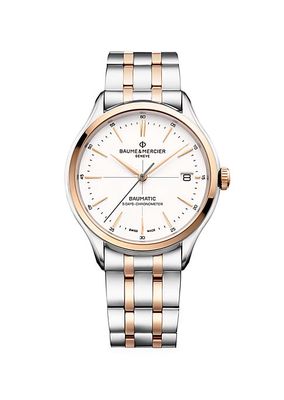 Clifton Baumatic Stainless Steel & Rose Gold Capped Bracelet Chronometer Watch