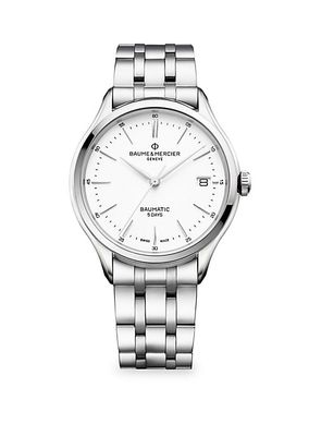 Clifton Baumatic Stainless Steel Rhodium-Plated Bracelet Watch