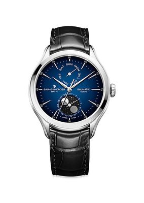 Clifton Stainless Steel & Alligator Moon-Phase Watch