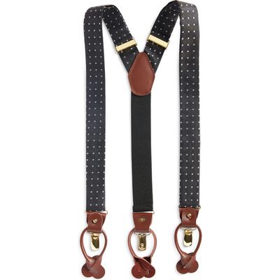 CLIFTON WILSON Black Polka Dot Silk Suspenders 