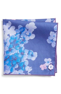CLIFTON WILSON Floral Cotton Pocket Square in Purple