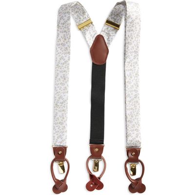 CLIFTON WILSON Floral Silk Suspenders in White 