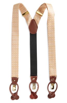 CLIFTON WILSON Gold Polka Dot Silk Suspenders 