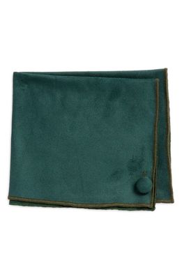 CLIFTON WILSON Green Sueded Cotton Pocket Square