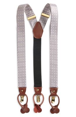 CLIFTON WILSON Grey Polka Dot Silk Suspenders 